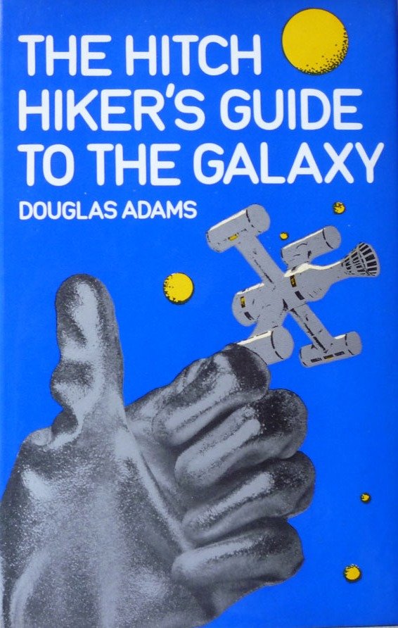 Book cover for The Hitch Hiker's Guide to the Galaxy by Douglas Adams