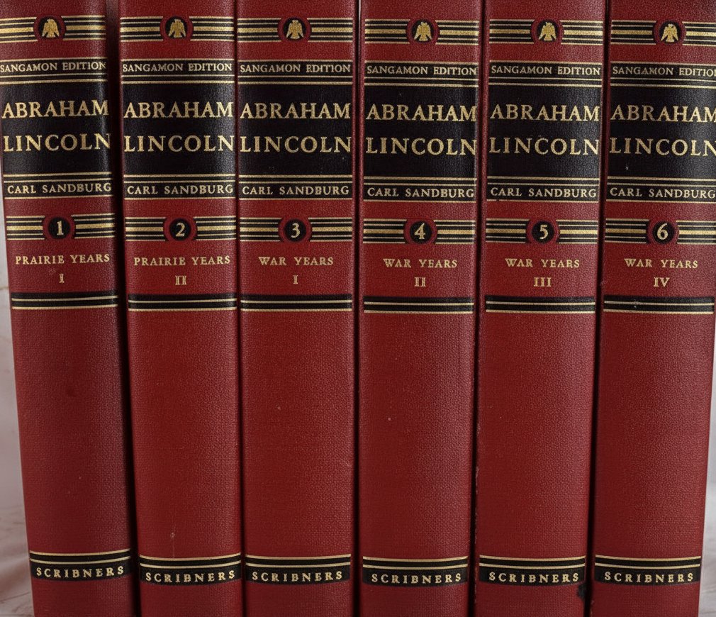 Book cover for Abraham Lincoln (The Sangamon Edition, Six Volume Set): The Prairie Years (2 Volumes) and The War Years (4 Volumes) by Sandburg, Carl